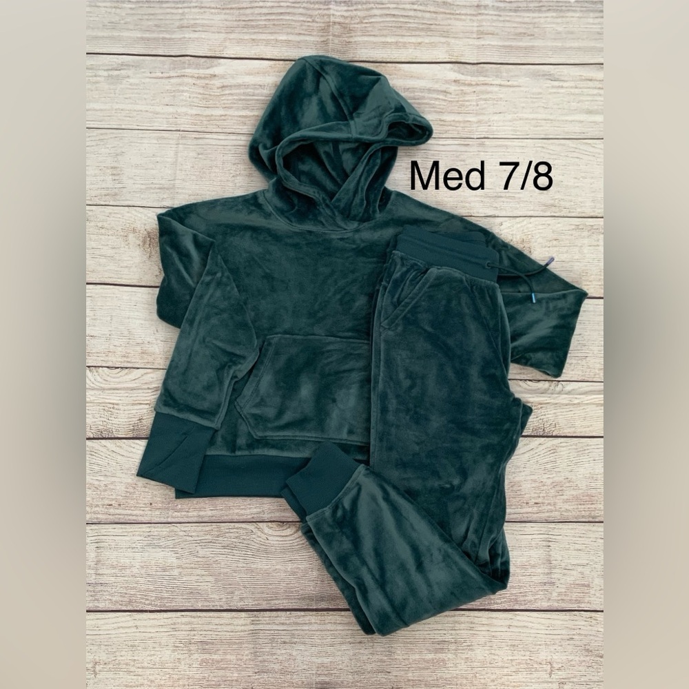 Art Class Dark Green Velour Kids Set